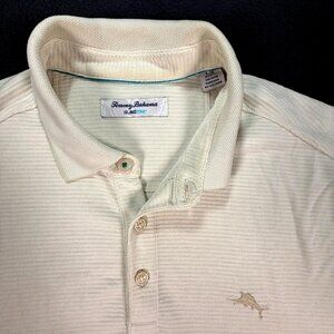 Tommy Bahama Island Zone Polo Shirt Mens XL Beige Soft Tencel Short Sleeve